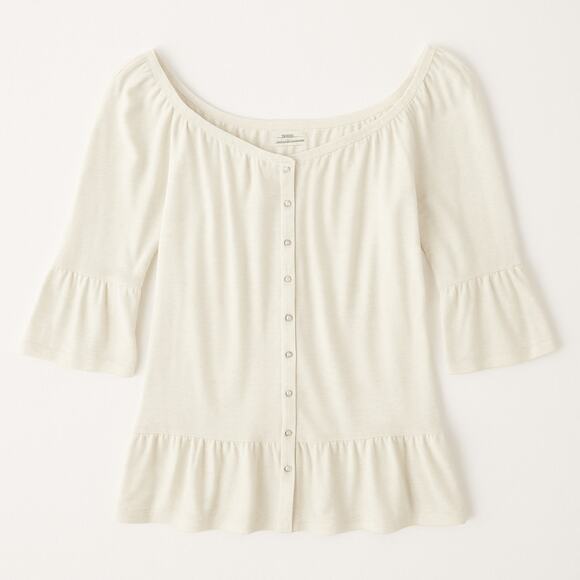 Abercrombie & Fitch Women's Off the Shoulder Blouse Bell Sleeve White Size XS - Picture 10 of 10